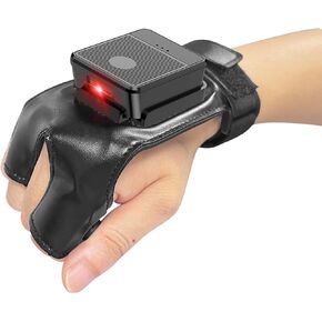 Alacrity 2D Wireless Wearable Glove Barcode Scanner, Bluetooth 2.4GHz Wireless USB 3 in 1, Right Hand Wearing Wireless Bar Code Reader Compatible with Smartphone Tablet