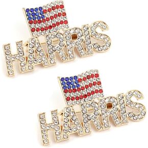2pcs Harris 2024 Brooch with USA Flag, Kamala Harris Brooch Pin Delicate Harris 2024 Lapel Pins Souvenir for 2024 United States Presidential Election