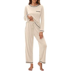 Blooming Jelly Womens Pajamas Set Drawstring 2 Piece Lounge Set Ruffle Long Sleeve Pjs Soft Wide Leg Sleepwear Pockets