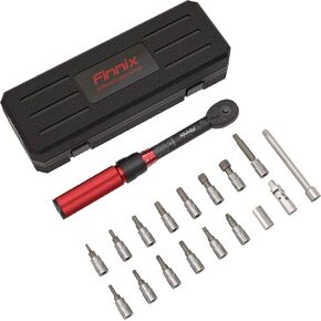 1/4 Inch Drive Click Torque Wrench, 18 PCS Bike Torque Wrench Set Double Scale (10-150lb.in/1.1-17.0Nm/), High Precision with Bit Sockets, Universal Joint, Extension Bar, for Bicycle Maintenance