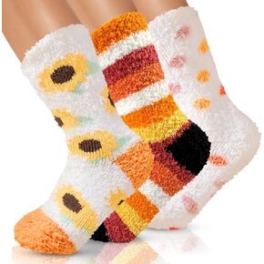 4X Thicker Fuzzy Socks, Thanksgiving Fall Autumn Gifts for Women, Christmas Stocking Stuffers, Cozy Fluffy Soft Warm Socks for Winter