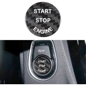 QianBao Compatible with Start Stop Button Cover Carbon Fiber Keyless Car Engine Push Start Ignition Switch Sticker for BMW F20 F30 F10 X1 X3 X4 F15 G30 G38 Black