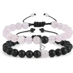 Couple Matching Bracelets for bf and gf, Best Friend Promise Bracelet,Stretch Bead Bracelets Christmas Valentines Day Anniversary Jewelry Gifts for Him and Her