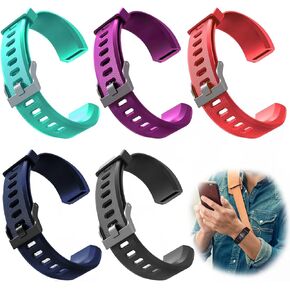 ID115Plus HR Replacement Bands for Veryfit Pro, 5 Pcs Fitness Watch Wristbands Set Fitness Tracker Smart Watch Activity Tracker Watch Straps for Women Men (Purple, Black, Blue, Red, Green)