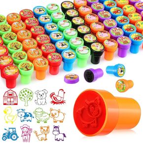 72 Pcs Farm Animals Stampers for Farm Animal Party Favor Colorful Self Inking Animal Stamps for Farm Animal Birthday Party Supplies Barnyard Birthday Gift