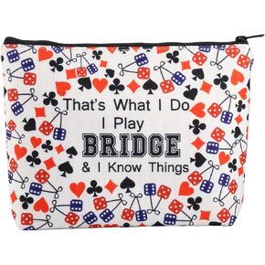 PXTIDY Lucky Bridge Casino Bag Gambler Bridge Players Gifts That What I Do I Play Bridge Gamble Travel Zipper Pouch Bridge Card Game Gift