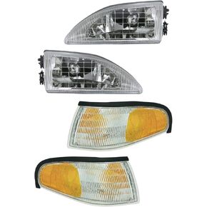 TRQ Lighting Kit Compatible with 94-98 Ford Mustang FO2502161 FO2503161 FO2520125 FO2521125
