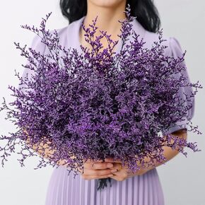 Preserved Natural Limonium Bouquet, 25+ Stems Real Fresh Caspia Bellidifolium, Sea Lavender, Baby Breath Flowers, for Wedding Birthday,Home Décor, Mother's Day,Valentine’s Day,Rustic Holiday(Purple)