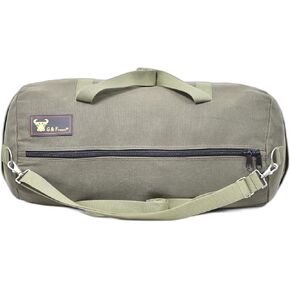 Waxed Canvas All Purpose Military Style Duffle Bag, Water-Resistant, Adjustable Strap, Fully Lined, Double Zipper Closure, heavy Duty, Olive Green