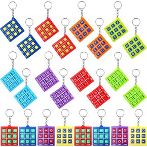 24 Pack Mini Tic Tac Toe Keychain Multicolors Tic-Tac-Toe keyholders Portable Tic-Tac-Toe Games Keyrings for Kids Backpack Clip Birthday Party Favor