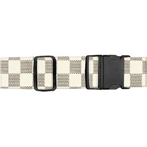 Luggage Straps for Suitcases, Adjustable Travel Belt, Durable Wide Luggage Strap, Cute Suitcase Strap Identifiers with Buckle, Bag Straps for Luggage, Brown White Plaid