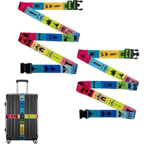 SNAIL GARDEN 2 PCS Custom Luggage Straps with Landmark Patterns, Luggage Straps for Suitcases with Locks, Packing Belt for Mark Luggage, Adjustable Suitcase Straps Luggage Strap (Multi-Color)