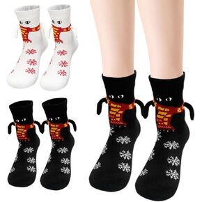 Novel Magnetic Holding hands Socks for Men Women and kids, Creative Magnetic Design,2 Pairs