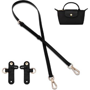 Leather Strap Handbag Crossbody Shoulder Strap Adjustable for Longchamp Mini Bag Conversion Kit (Black-1)
