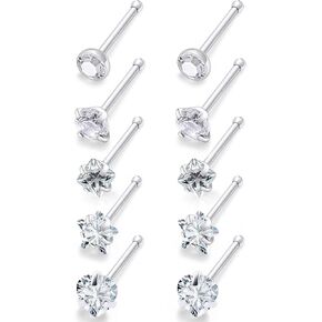 Nose Studs 20/18g Surgical Steel Straight or L Shape Nostril Piercing Jewelry for Women Men