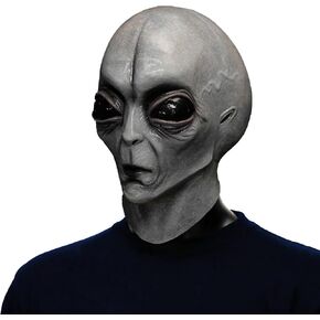 Halloween Realistic Alien Head Masks Extraterrestrial Scary Latex UFO Figure Novelty Decoration Terror Ghost Devil Monster Encounter Prank Masks Props Costume Adults