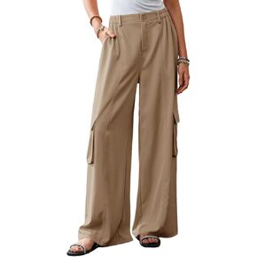 Dokotoo Women's Wide Leg Pants 2024 Flowy Casual Trendy Pants Straight Leg High Waist Stretch Palazzo Pants with 4 Pockets