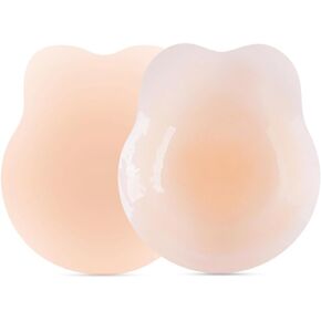 Women Silicone Nipple Covers with Lift Reusable Strapless Sticky Adhesive Bras Push Up Ultra-Thin Nipple Pasties