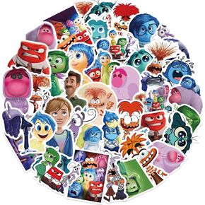 50Pcs Inside Out Stickers for Kids, Cartoon Water Bottle Stickers Waterproof Vinyl Stickers for Kids Movie Stickers Packs Assorted Sticker Bulk for Girls, Boys, Teens (Inside Out)