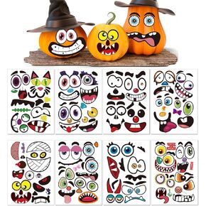 64 PCS Halloween Pumpkin Stickers Crafts for Kids, Make Pumpkin Face Stickers for Halloween Kids Toddlers Party Favors Halloween Pumpkin Decorating Stickers