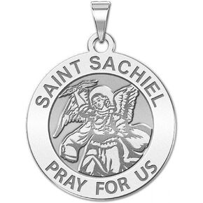 PicturesOnGold.com Saint Sachiel Religious Medal - 2/3 Inch Size of Dime, Sterling Silver