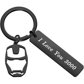 MAOFAED I Love You 3000 Black Keych Comic Movie Inspired Gift Father's Day Gift Couple Keychain Gift for Father