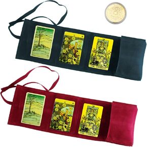 3PCS Tarot Card Bag Holder Storage Kit, Contains Velvet Tarot Bags and Decision Maker Coin, Tarot Cloth Pouches Card Holders for Tarot Oracle Cards Deck Cards Storage Bag