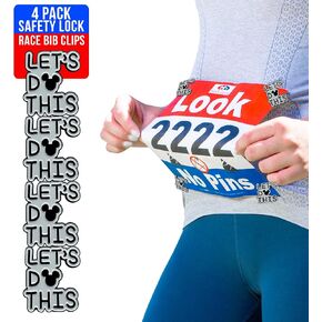 Metal Enamel Let's Do This Event Clips - Snap & Lock bibSNAPS for Runners, Non-Magnetic Race Bib Holder for Marathon, Safety Lock Race Clips, Runner Number Holder - 4 Pack