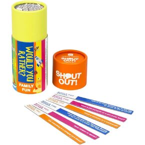 Talking Tables Would You Rather Shout Out Kids Travel Game - Portable, Hilarious Fun Gift for boys and girls 160 Silly Scenarios, Plastic-Free, l for 2+ Players. Ages 5+.
