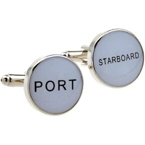 MRCUFF Port Starboard Sailor Ship Boat Navy in a Presentation Gift Box Pair Cufflinks & Polishing Cloth