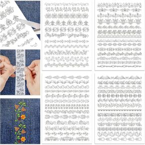 GLOBLELAND 4 Sheets Retro Lace Water Soluble Hand Sewing Stabilizers for Fabric 11.6x8.2 Inch Embroidery Stitch Practice Embroidery Patterns Transfers for Embroidery Beginners Lovers