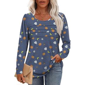 Anydoll Womens Long Sleeve Tops Fall Fashion Causal Blouse Dressy Shirts Trendy Pleated Tunic for Legging in Kuwait