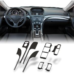 AeroBon TL Real Carbon Fiber Interior Trim Compatible with 2009-2014 Acura TL Interior Carbon Fiber Inner Door Armrest and Power Window Switch Lift Cover Trim Set