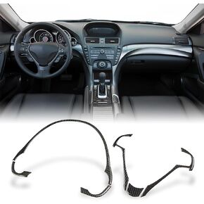 AeroBon TL Real Carbon Fiber Interior Trim Kit Compatible with 2009-2014 Acura TL Interior Carbon Fiber Steering Wheel Cover and Dashboard Trim Cover Set