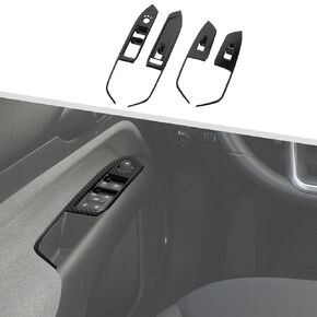 Jimen Fit for Jeep Compass 2021-2024, 4PCS Window Lift Switch Panel Cover Trim (Carbon Fiber)