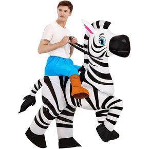 KOOY halloween costumes for men, Halloween Funny Inflatable Costume, Ride On Zebra Air Blow up Funny Inflatable Suit, Mens Halloween Costumes for 2024