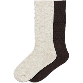HUE Women's Merino Wool Blend Crew Boot Breathable Natural Temperature Regulating Moisture Wicking Athletic Socks 2 Pair Pack