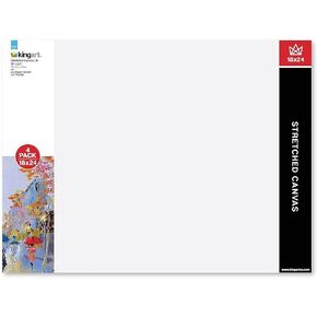 KINGART 808-4 White 18" x 24" STRETCHED ARTIST CANVAS, Pack of 4, Gesso Primed - 100% Cotton Rectangular Canvases, 5/8" Profile, Art Supplies for Oil and Acrylic Painting