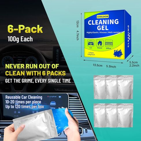 جل تنظيف السيارة 6 عبوات من جل تنظيف لوحة المفاتيح، منظف المعجون التفصيلي الشامل، يزيل الغبار من داخل السيارة، فتحة تهوية الهواء، أدوات تفصيل الطابعات للمنزل والمكتب in Kuwait