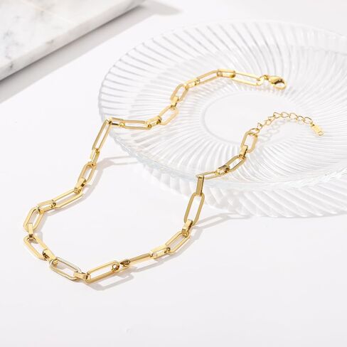 Gold Cross Women's Necklace 18K Gold Plated Stainless Steel Handmade Pearl Necklace Gold Paperclip Necklace, Fashion Jewelry Gifts in Saudi Arabia