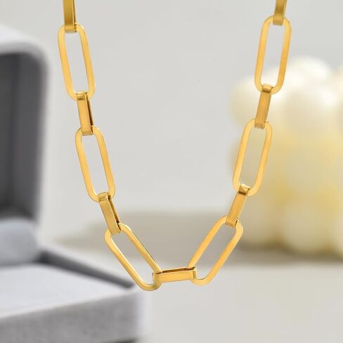 Gold Cross Women's Necklace 18K Gold Plated Stainless Steel Handmade Pearl Necklace Gold Paperclip Necklace, Fashion Jewelry Gifts in Saudi Arabia
