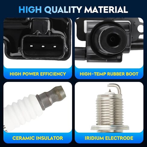 Ignition Coil Pack + Iridium Spark Plugs + Wire for Kia Sorento 2003 2004 2005 2006 3.5L V6, C1445 E596D 5C1435 178-8288 E911 52-1777 IC551 27300-39800 37300-39800 UF-431 4503 UF431 GN10384 in Saudi Arabia
