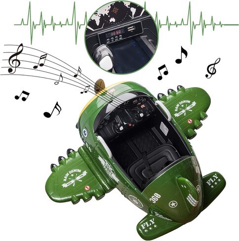 Airplane Ride On Toy Kids Car TOBBI 12V Electric Kids Ride Airplane Motorized Kids Vehicles w/Bombing Sound/Joysticks Operation/FM Radio/Remote Control, Best Gifts for Toddlers Aged 3-8, Red in Kuwait