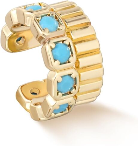 MYEARS Women Ear Cuff Earring Gold Non Pierced Cartilage Clip on Open Wrap Turquoise 14K Gold Plated Simple Hypoallergenic Everyday Jewelry in Saudi Arabia