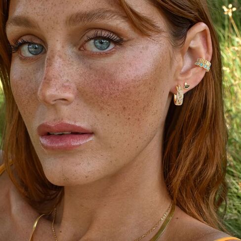 MYEARS Women Ear Cuff Earring Gold Non Pierced Cartilage Clip on Open Wrap Turquoise 14K Gold Plated Simple Hypoallergenic Everyday Jewelry in Saudi Arabia