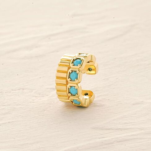 MYEARS Women Ear Cuff Earring Gold Non Pierced Cartilage Clip on Open Wrap Turquoise 14K Gold Plated Simple Hypoallergenic Everyday Jewelry in Saudi Arabia