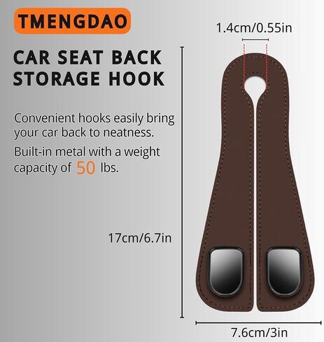 Car Purse Hook,Multifunctional Car Seat Back Storage Hook,Headrest Hooks for Car & Purse Hook for Car,Easy to Install and Remove,Suitable for Most Car Seats(Black Leather) in Saudi Arabia