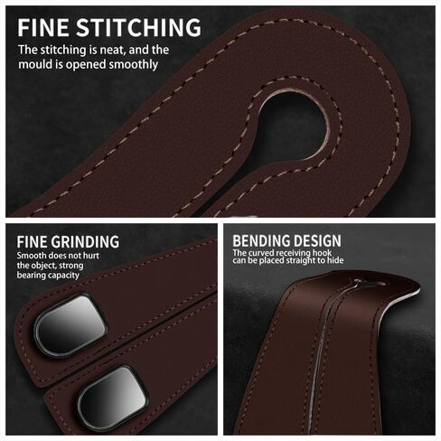 Car Purse Hook,Multifunctional Car Seat Back Storage Hook,Headrest Hooks for Car & Purse Hook for Car,Easy to Install and Remove,Suitable for Most Car Seats(Black Leather) in Saudi Arabia