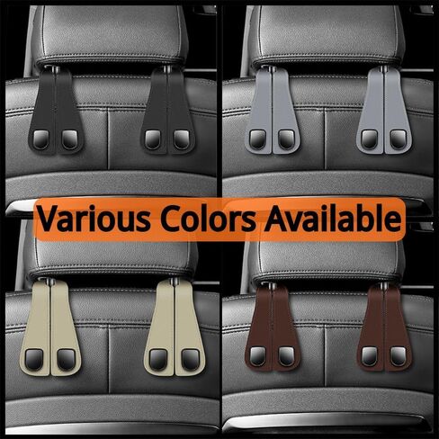 Car Purse Hook,Multifunctional Car Seat Back Storage Hook,Headrest Hooks for Car & Purse Hook for Car,Easy to Install and Remove,Suitable for Most Car Seats(Black Leather) in Saudi Arabia