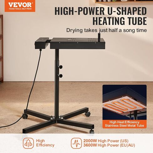 VEVOR Pro Flash Dryer 18x25 inch, Upgrade 2000W Electrical Control Box Flash Dryer for Screen Printing Machine with Height Adjustable Stand, 360° Rotation, X-Shaped Base, Steel T-Shirt Curing Machine in Saudi Arabia